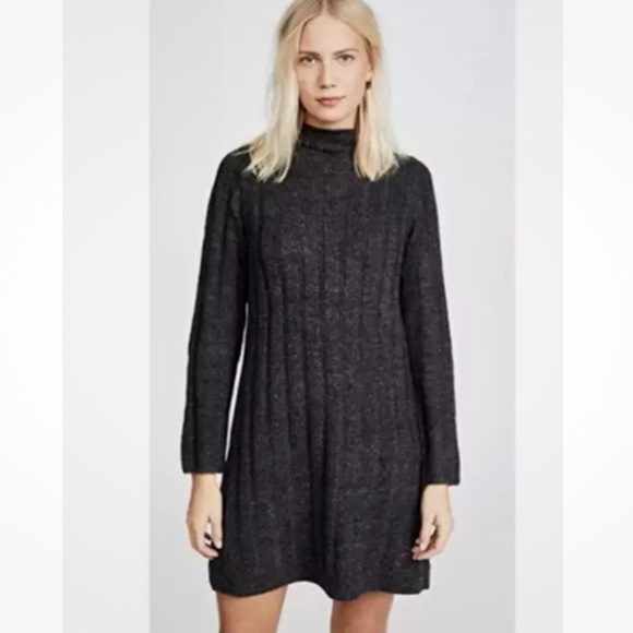 Madewell Sz S Donegal Mock Neck Sweater Dress Charcoal Gray Wool Acrylic - Picture 2 of 8